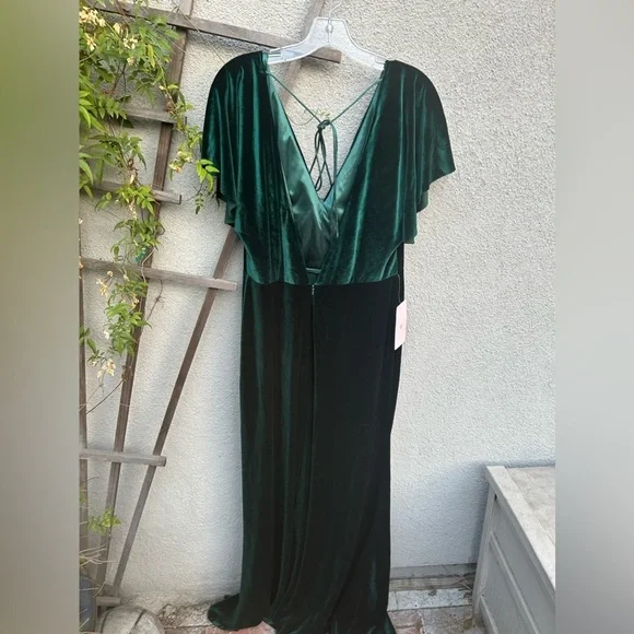 jenny yoo ellis velvet open back dress Jenny Yoo Collection Ellis Blue Velvet Open Back Maxi Dress Womens Size 6  Formal